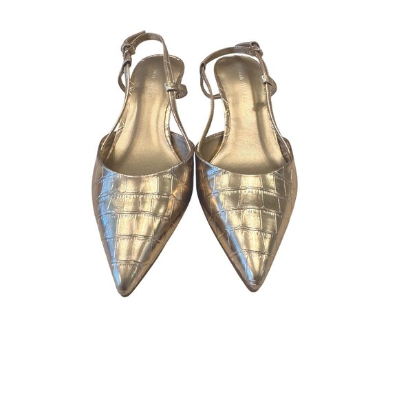 Nine West Rillas Croc Print Size 8M Kitten Pump Gold Adjustable Ankle Strap NWOB - Picture 9 of 12